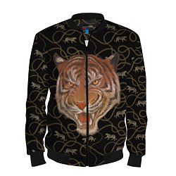 Бомбер мужской Морда тигра, цвет: 3D-черный