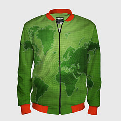 Бомбер мужской Карта мира, цвет: 3D-красный
