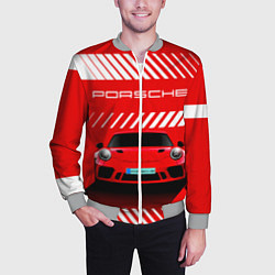 Бомбер мужской PORSCHE ПОРШЕ RED STYLE, цвет: 3D-меланж — фото 2