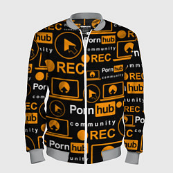 Бомбер мужской PORNHUB ПОРНХАБ УЗОР, цвет: 3D-меланж