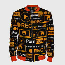Бомбер мужской PORNHUB ПОРНХАБ УЗОР, цвет: 3D-красный