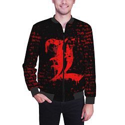 Бомбер мужской Тетрадь смерти Логотип red, цвет: 3D-черный — фото 2