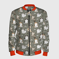 Бомбер мужской Кошечки с рыбками, цвет: 3D-красный