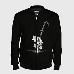 Бомбер мужской Nier - Sword and Flowers, цвет: 3D-черный