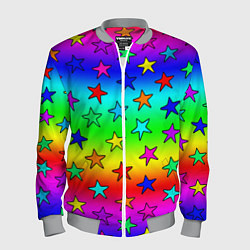 Бомбер мужской Радужные звезды, цвет: 3D-меланж