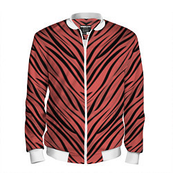 Бомбер мужской Полосатый тигровый узор, цвет: 3D-белый