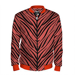 Бомбер мужской Полосатый тигровый узор, цвет: 3D-красный