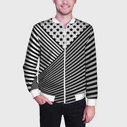 Бомбер мужской Полосатый комбинированный узор, цвет: 3D-белый — фото 2