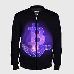 Бомбер мужской BITCOIN IN HAND БИТКОИН, цвет: 3D-черный