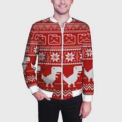 Бомбер мужской Новогодний гугл, цвет: 3D-белый — фото 2