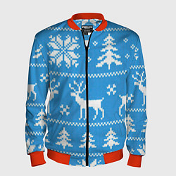 Бомбер мужской Зимняя ночь, цвет: 3D-красный