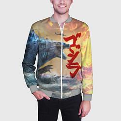 Бомбер мужской ГОДЗИЛЛА АТАКУЕТ!, цвет: 3D-меланж — фото 2