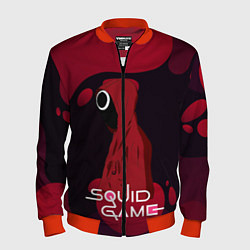 Бомбер мужской Игра в кальмара Red Black, цвет: 3D-красный