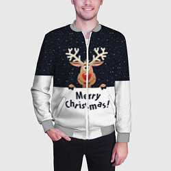 Бомбер мужской Новогодний Оленёнок Рудольф, цвет: 3D-меланж — фото 2