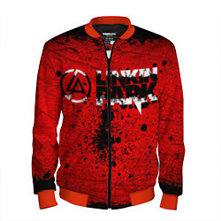 Бомбер мужской Линкин Парк Рок Брызги Краски Linkin Park, цвет: 3D-красный