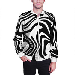 Бомбер мужской Черно-белые полосы Black and white stripes, цвет: 3D-белый — фото 2