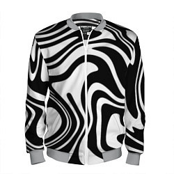 Бомбер мужской Черно-белые полосы Black and white stripes, цвет: 3D-меланж