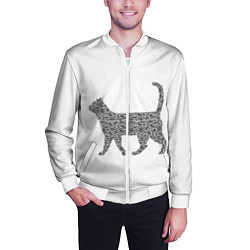 Бомбер мужской QR - кот, цвет: 3D-белый — фото 2
