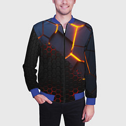 Бомбер мужской 3D РАЗЛОМ И СТАЛЬНАЯ БРОНЯ ПОПУЛЯРНЫЕ ТЕКСТУРЫ, цвет: 3D-синий — фото 2