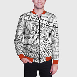 Бомбер мужской All you need is The Beatles Раскраска, цвет: 3D-красный — фото 2