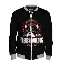 Бомбер мужской Французский Бульдог French Bulldog, цвет: 3D-меланж