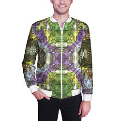 Бомбер мужской Коллекция Фрактальная мозаика Фиолетово-зеленый, цвет: 3D-белый — фото 2