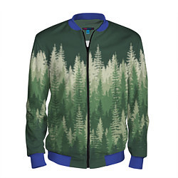 Бомбер мужской Елки-палки, хвойный лес, цвет: 3D-синий
