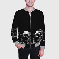 Бомбер мужской Снеговик на черном фоне, цвет: 3D-меланж — фото 2
