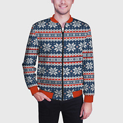Бомбер мужской Knitted Christmas Pattern, цвет: 3D-красный — фото 2