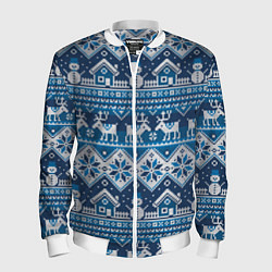 Бомбер мужской Christmas Pattern, цвет: 3D-белый