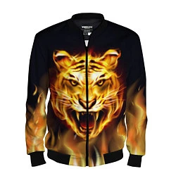 Бомбер мужской Тигр В Пламени, цвет: 3D-черный