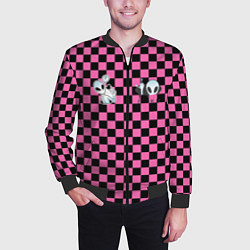 Бомбер мужской Инопланетянин в черно розовую клетку, цвет: 3D-черный — фото 2