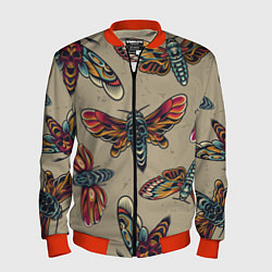 Бомбер мужской Мотыльки-черепа, цвет: 3D-красный