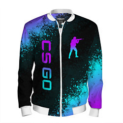 Бомбер мужской CS GO NEON SYMBOL STYLE SKIN КС ГО НЕОН, цвет: 3D-белый