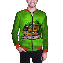 Бомбер мужской Minecraft Logo Green, цвет: 3D-красный — фото 2