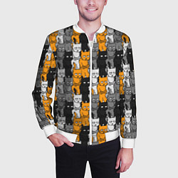 Бомбер мужской Злой Кот мем, цвет: 3D-белый — фото 2