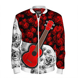 Бомбер мужской Гитара Розы Контраст, цвет: 3D-белый