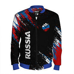 Бомбер мужской Russia Штрихи в цвет Флага, цвет: 3D-синий