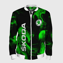Бомбер мужской Skoda: Green Smoke, цвет: 3D-белый