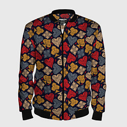 Бомбер мужской Карточные Масти Cards, цвет: 3D-черный