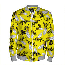 Бомбер мужской Пчелы на желтом, цвет: 3D-меланж