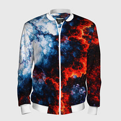 Бомбер мужской 3D ЯДЕРНЫЙ КОСМИЧЕСКИЙ ВЗРЫВ ОГОНЬ, цвет: 3D-белый