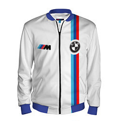 Бомбер мужской БМВ 3 STRIPE BMW WHITE, цвет: 3D-синий