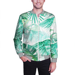 Бомбер мужской Цветы Тропическая Акварель, цвет: 3D-меланж — фото 2