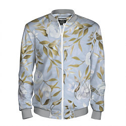 Бомбер мужской Цветы Золотые Листья, цвет: 3D-меланж