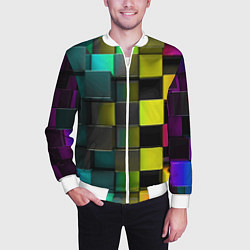 Бомбер мужской Colored Geometric 3D pattern, цвет: 3D-белый — фото 2
