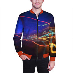 Бомбер мужской Neon vanguard pattern Lightning Fashion 2023, цвет: 3D-красный — фото 2