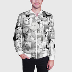 Бомбер мужской О моём происхождении в слизь pattern, цвет: 3D-белый — фото 2