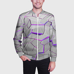 Бомбер мужской 3д плиты - белый неон, цвет: 3D-меланж — фото 2