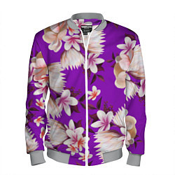 Бомбер мужской Цветы Фиолетовый Цветок, цвет: 3D-меланж
